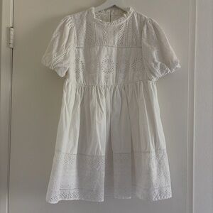 Chic White Eyelet Dress Size Small